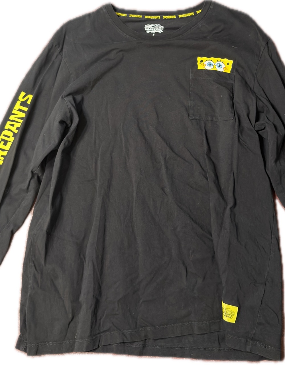 SpongeBob Squarepants Black Long-Sleeve Tee with Yellow Accents